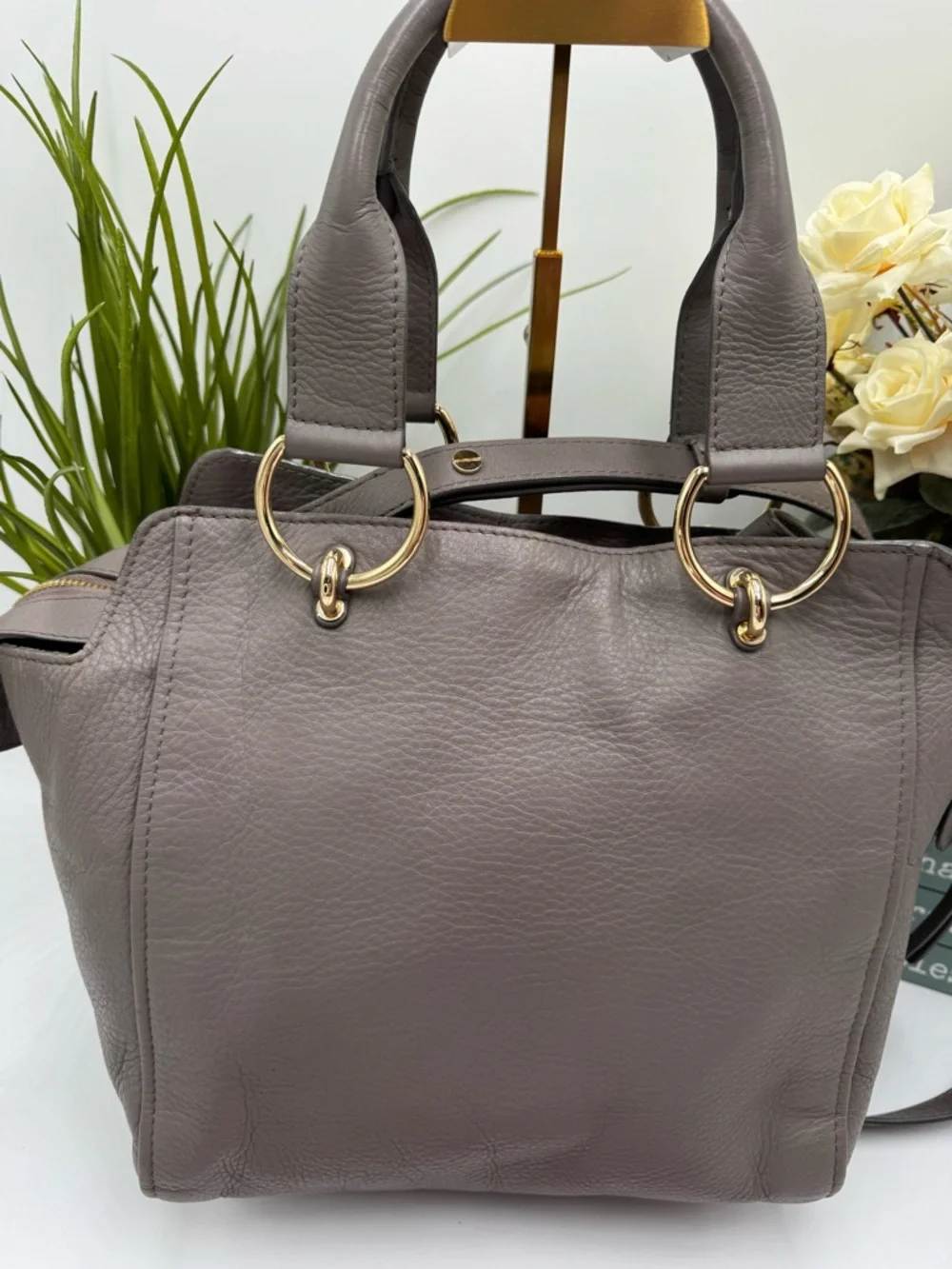 See by Chloé Taupe Pebbled Leather Satchel Bag | Gold Hardware | Authentic - Picture 3 of 13